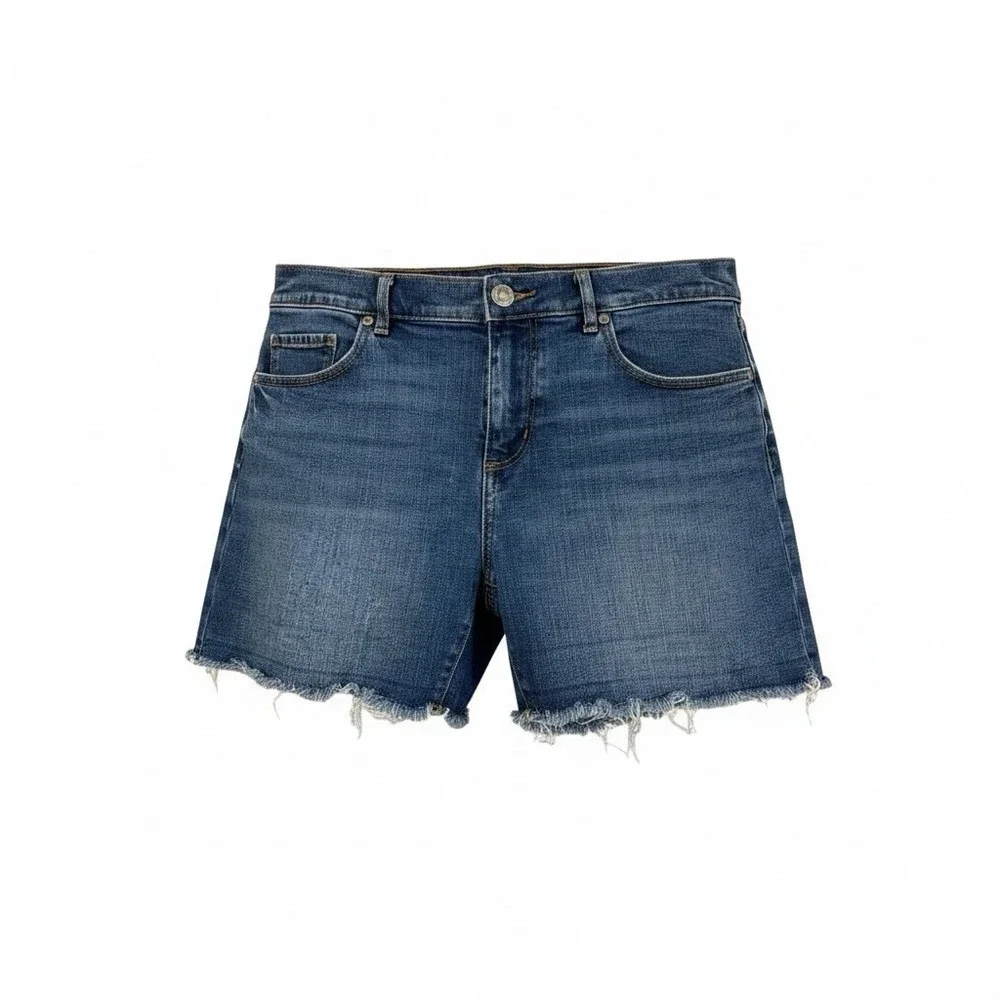 LOFT Frayed Denim Shorts Womens 8/29 Blue Mid Rise Cut-Off 5-Pocket